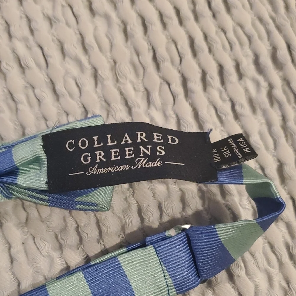 Striped Blue and Green Kids Bow Tie